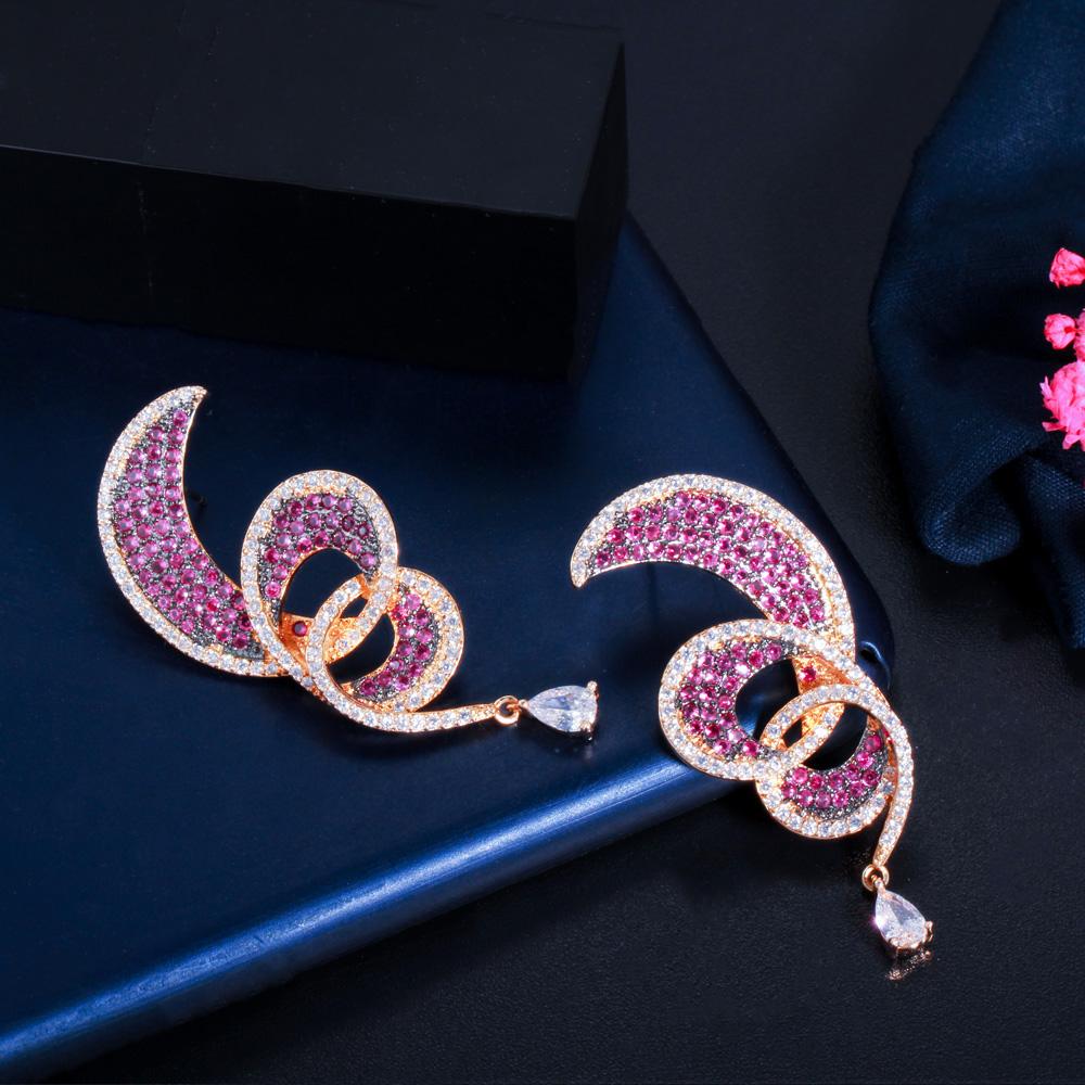 WWJ Серьги-капли неправильной формы с розовым и красным кубическим цирконием