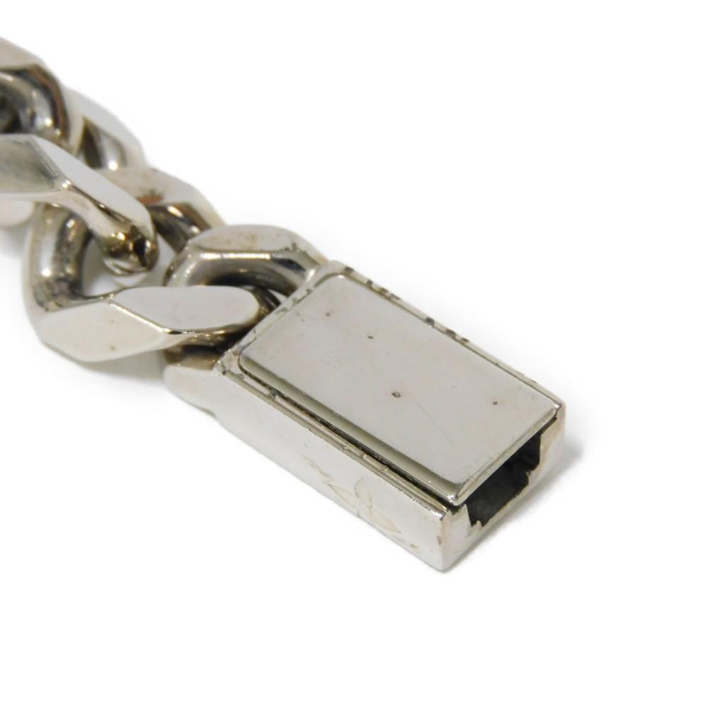 Used 12564 Bracelet Chain Monogram M62486 7986 LV Logo Flower Curb Chain Metal Silver Men's from Japan AUTHENTIC