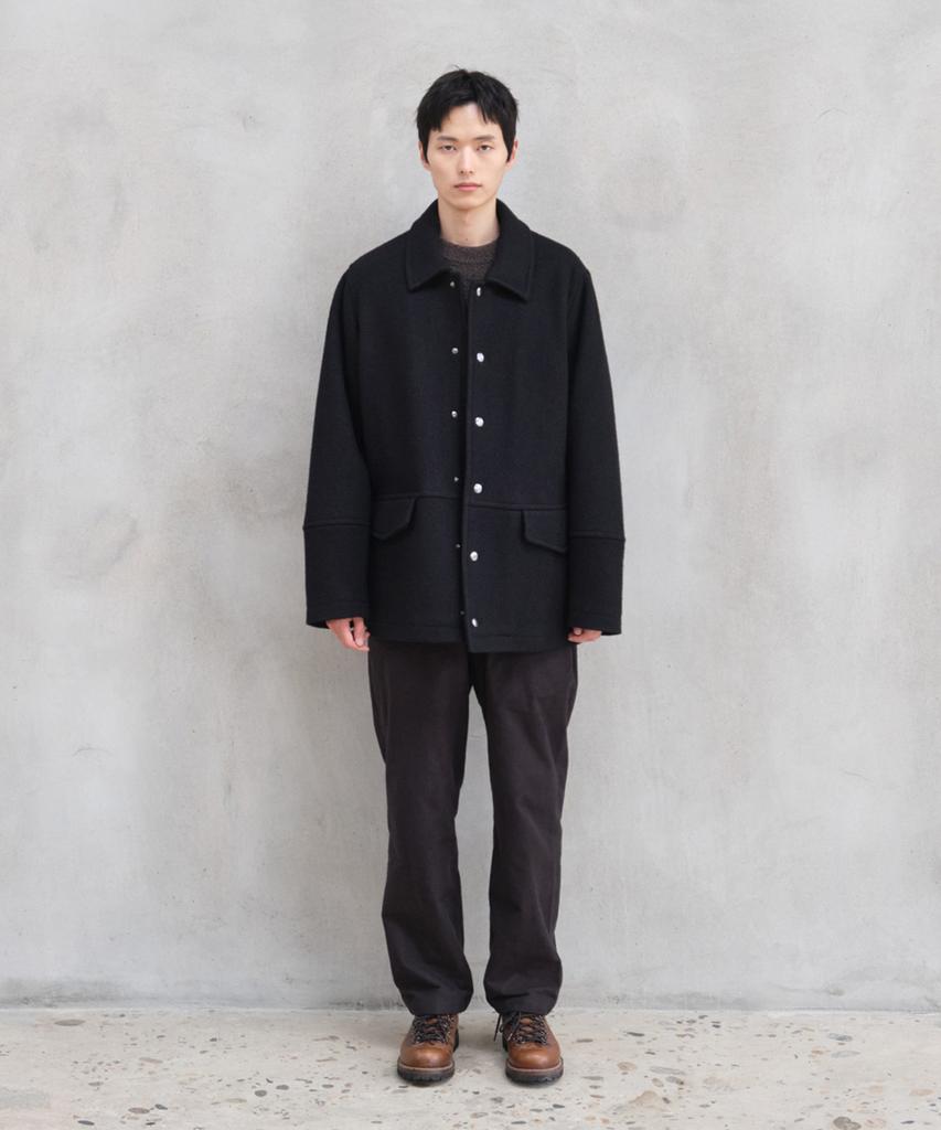 HORLISUN Idaho Snap Button Wool Half Coat Black