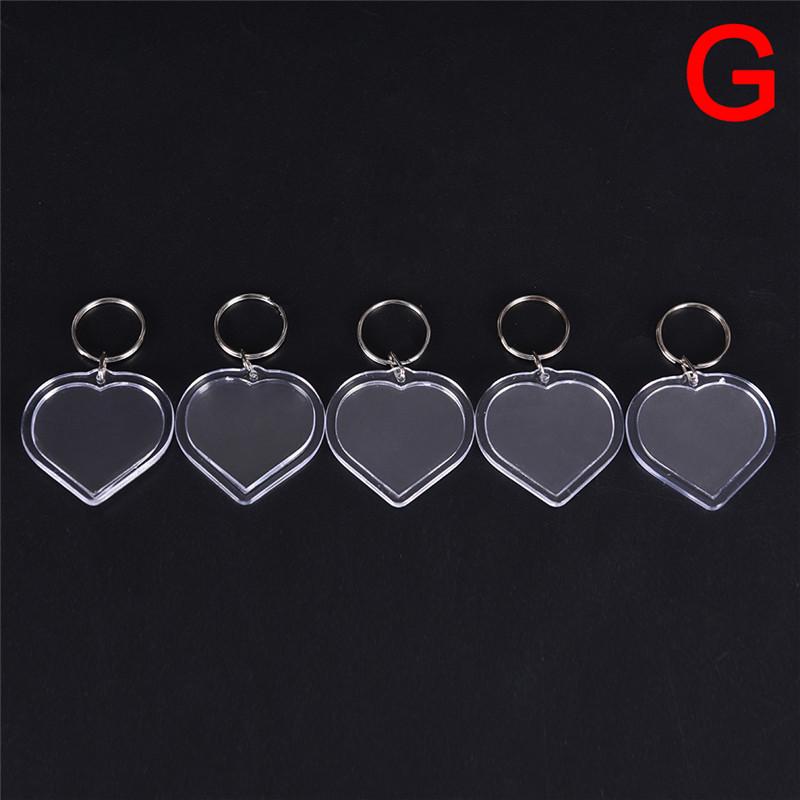 5Pcs Transparent Blank Insert Photo Picture Frame Keyring Key Chain Diy Gifts