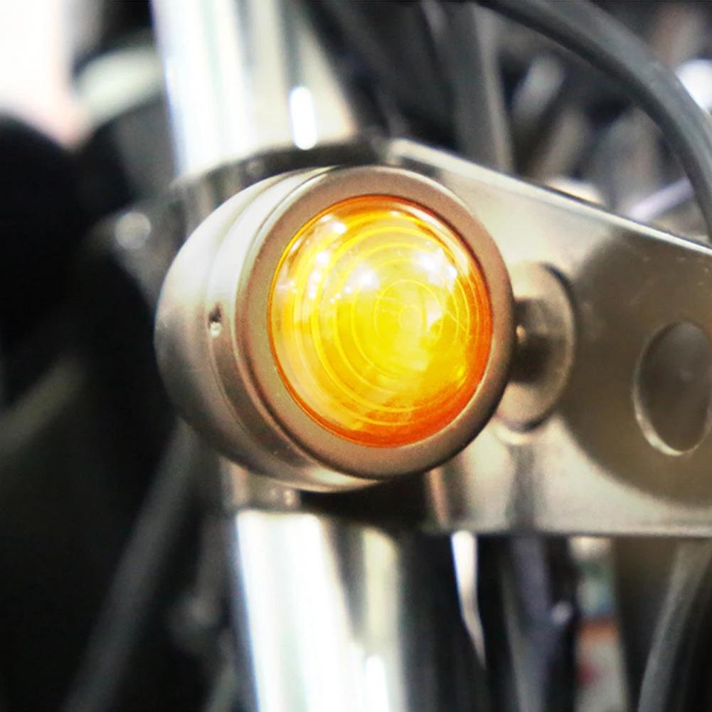 Universal Black Sliver Motorcycle 12V Amber Retro style LED Turn Signal Brake Light Metal Housing For Chopper Bobber Cafe Racer