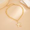 Five-pointed Star Chunky Chain Necklace Gold Color Clavicle Chain Pentagram Pendant Necklace  Women