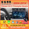 Автомобильное радио Android 14 Carplay для Citroen C4 C-Triomphe Quatre 2004 - 2014 Навигация GPS Мультимедийный проигрыватель Стерео WiFi+4G DSP BT