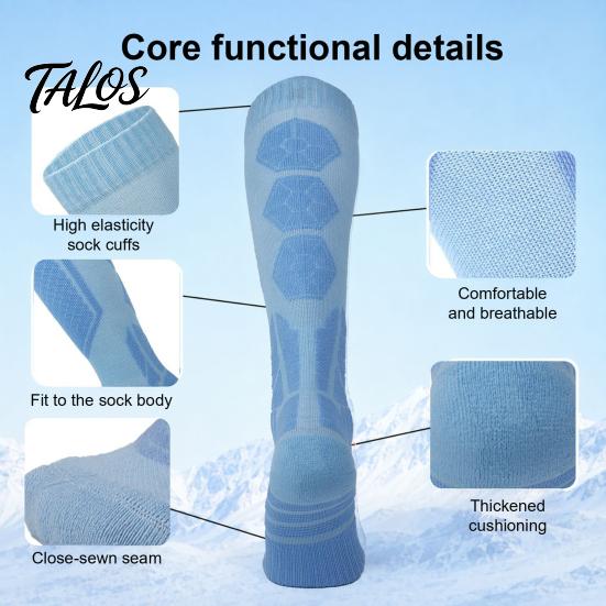Anti-slip Skiing Gear for Snow Boots Cotton Ski Socks Women, Thermal Compression Snowboard Socks, Thickened Warm Moisture Wicking Winter Breathable