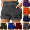 Shorts For Women Solid Color Casual Summer Running Elastic Waist Loose Pocket Shorts