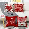 Cushion Decoration Living Room Valentine's Day Love Pillow Cartoon Print Red Couple Pillow Linen Cushion