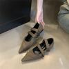Low-heeled Fashion Cross-strap Single Shoes Women's Spring 2025 New French Style Foreign Style Foot Cover Pointed Head Shallow Mouth Small Single Sho