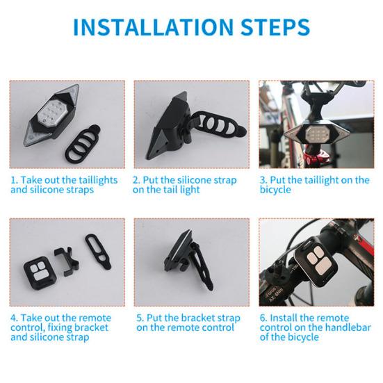 USB аккумуляторный сигнал поворота Велоспорт Задний фонарь Велосипедный фонарь Пульт дистанционного управления