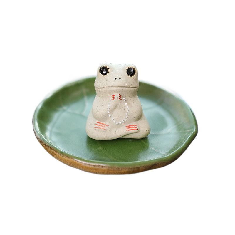 Ceramic Frog Pottery Lotus Leaf Lotus Leaf Tea Pet Tea Table Decoration Tea Room Decoration Crafts Cute Fun