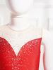 Girls Figure Skating Dress Sleeveless Glittering Rhinestone Keyhole Back with Gloves