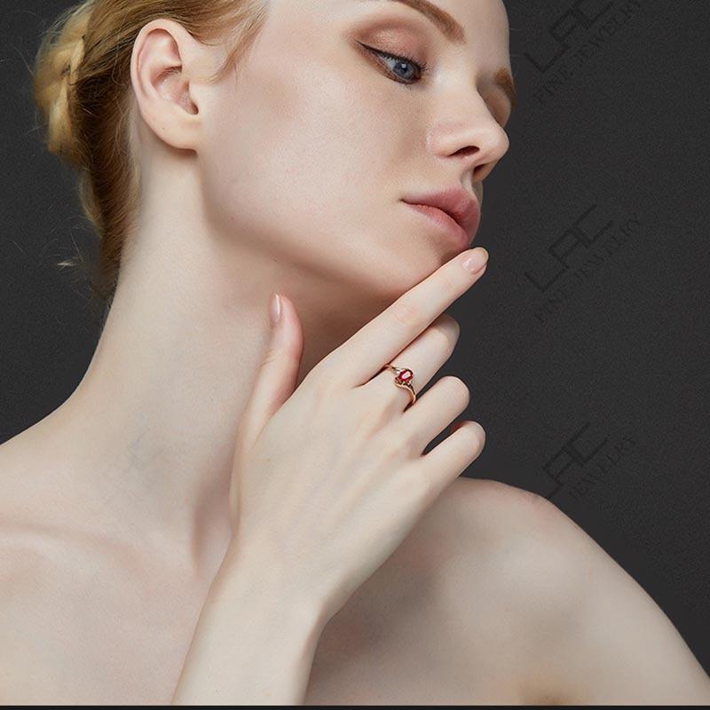 BELLA BOX Created Ruby Opening Adjustable Rings For Women Wedding Party Red Gemstone Ring Jewellery Gift