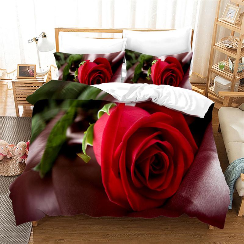 Романтичный пододеяльник с цветочным рисунком и наволочками с цветочным принтом, комплект постельного белья Queen на День святого Валентина для взрослых, девочек, подростков, декор