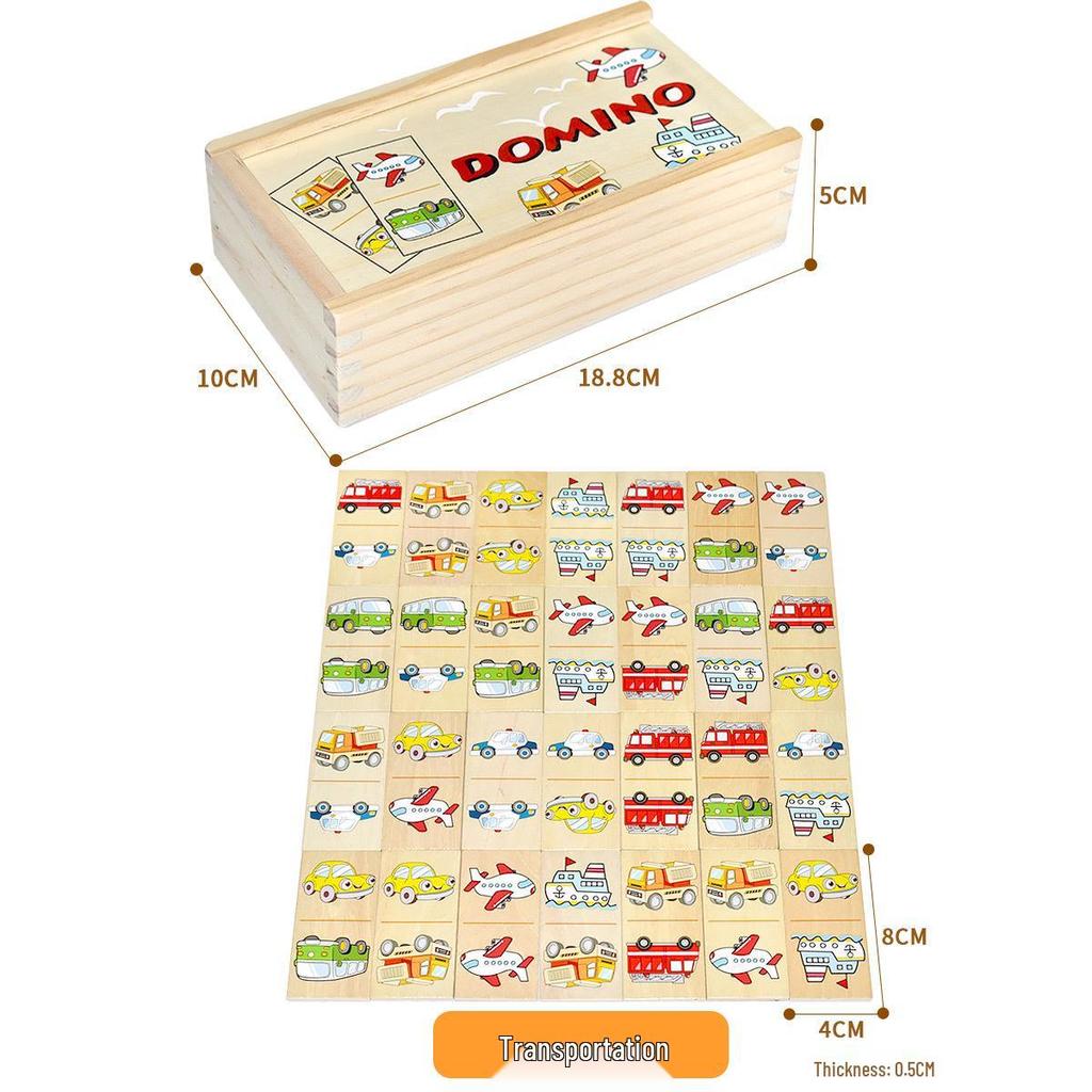 Набор домино-пазлов с животными и фруктами из 28 штук для детского сада