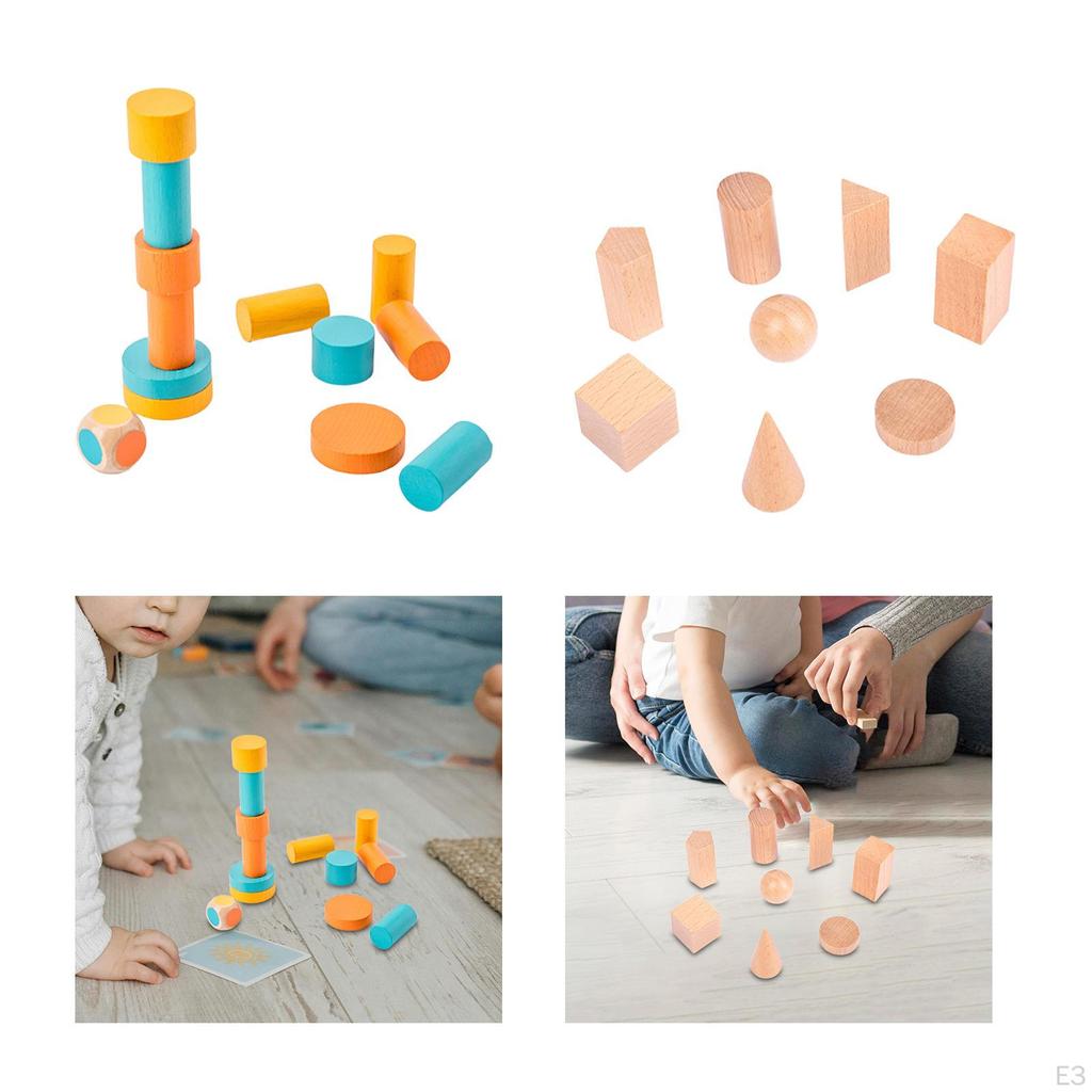Wood Blocks Building Stacking Learning Counting Creative Playing Math Sorting Toys Small