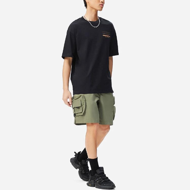 Li-Ning Футболка с коротким рукавом Sports Life Series с буквенным принтом, топы унисекс, черная AHSS935-5