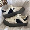 Color Matching Round Head White Shoes Spring and Summer 2024 New Korean Version College Style Casual Women's Shoes Fashion Lace-up German Training Sh