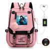 Новый анимационный школьный рюкзак, детский, контрастных цветов, нейтральный, с принтом, для учеников начальной и средней школы, повседневный, с USB-портом