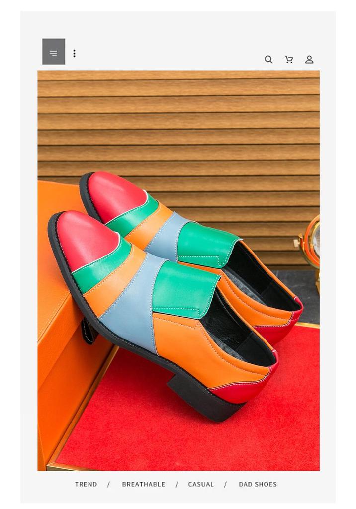 Мужские большие повседневные кожаные туфли - Модный британский стиль, Color Block, Всесезонные туфли для жениха на свадьбу