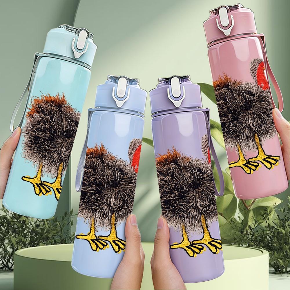 1PC Wild Turkey Bird Wildlife Print 750ml Color Plastic Sports Water Bottle Leakproof Flip Straw Lid Suitable for Sports Office Home Use