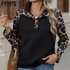Женская мода повседневная весна осень леопардовый принт длинный рукав полуводолазка блузки и рубашки