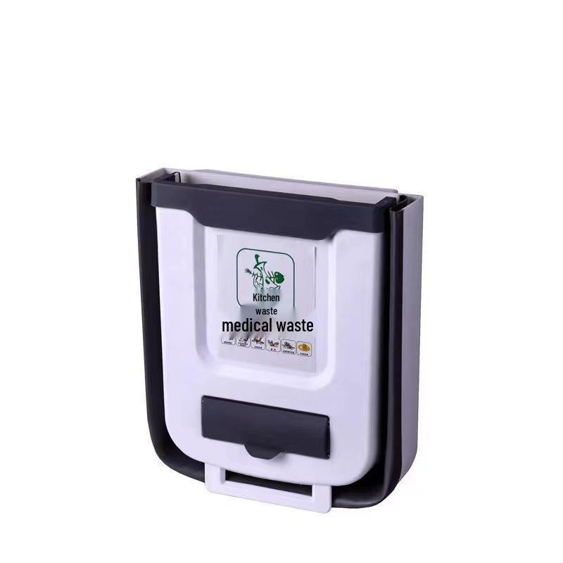 Wall-Mounted Folding Trash Can: Door-Hanging Waste Bin for Kitchen, Car & Home