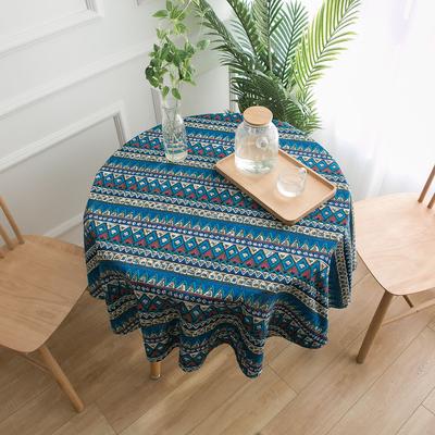 Круглая скатерть Bohemia Blue с геометрическим принтом, обеденная скатерть для домашнего сада, чая