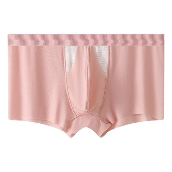 Men Boxer Underwear Mid-rise Elastic Waistband Double Layer Holes Shorts Briefs