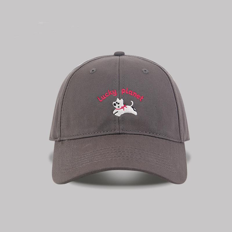 Вышивка щенок бейсболка женская весна новая универсальная защита от солнца большой обхват головы делающая лицо меньше козырек мужской тренд