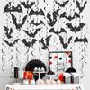30 Pcs Halloween Hanging Swirl Decoration Sparkly Black Bat Hanging Streamers Ceiling Spirals Ornament for Home Room Bathroom Decor