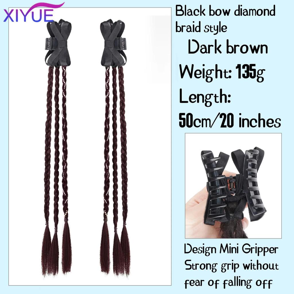 Конский хвост с зажимом-когтем, пара 20-дюймовых прямых тройных косичек-когтей, накладные волосы для женщин и девочек, аксессуары для волос для повседневного использования