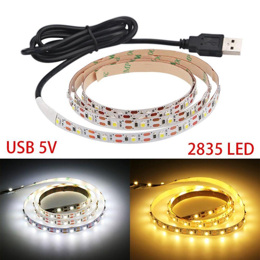 1 шт. DC 5 В USB Светодиодная лента Белый Теплый белый SMD 2835 Светодиодная гирлянда Новая светодиодная гирлянда Фон для ТВ
