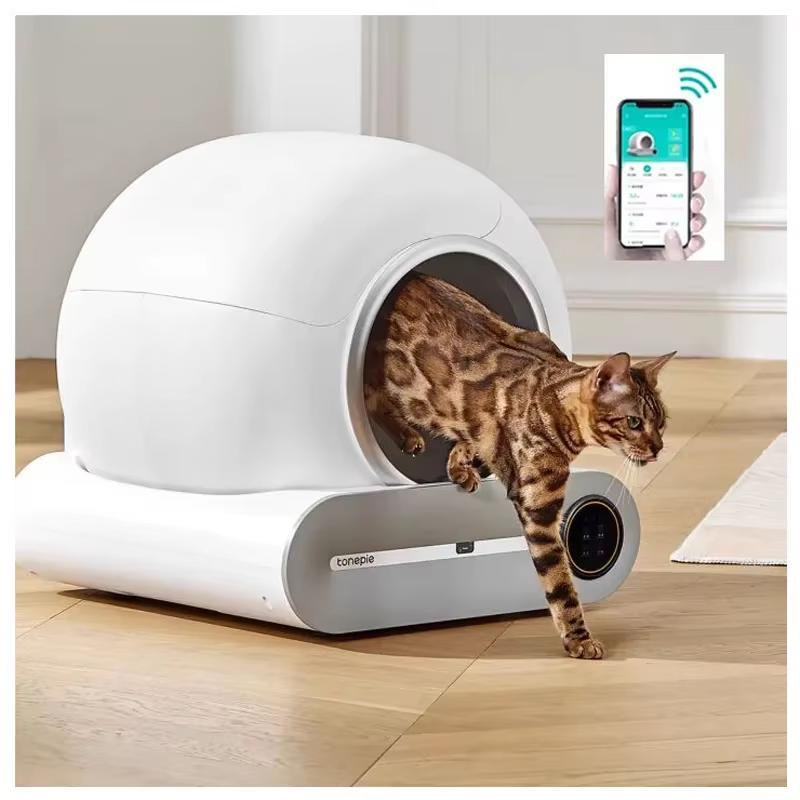 Tonepee 65L Automatic Intelligent Cat Litter Box, Self-cleaning Fully Enclosed Cat Litter Box, Household Pet Cat Litter Tray