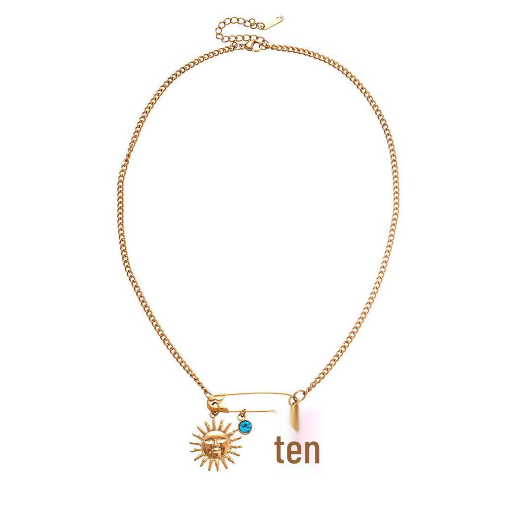 Подвеска-кулон из нержавеющей стали Солнце Сердце Крест с бриллиантовой инкрустацией - Элегантный чокер высокого класса