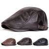 Men Retro Pu Leather Solid Color Newsboy Caps British Painters Hats Spring Autumn Side Adjustable Flat Cap Hip Hop Berets