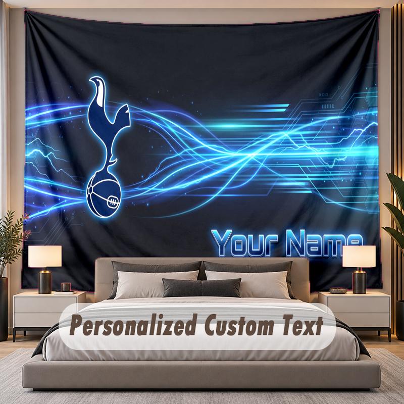 Custom Name Text Tapestry Tottenham Hotspur FC Personalized Polyester Wall Tapestry For Bedroom And Room