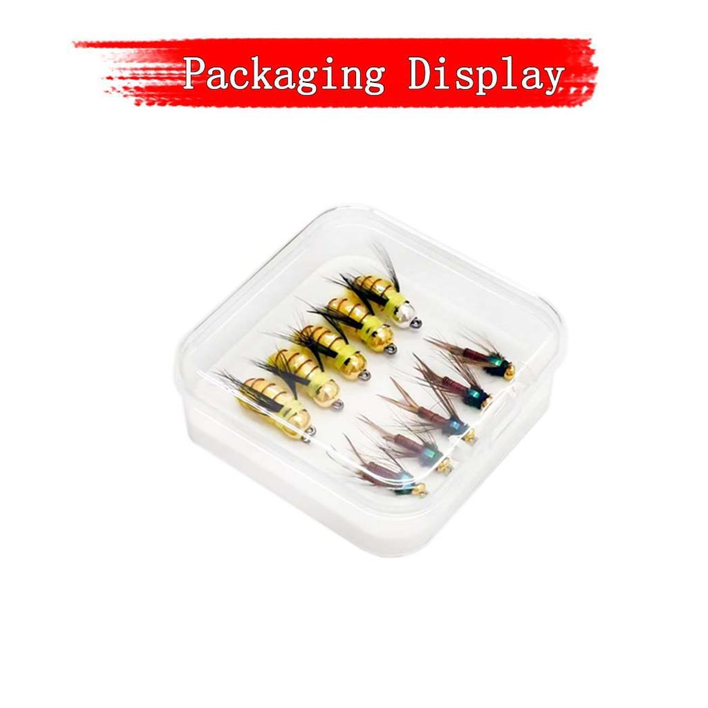 6/10Pcs/Box 2 Mixed Styles Bead Head Fast Sinking Nymph Lure, Humpy Fly&Brasshead Prince Nymph Fishing For Trout Artificial Insect Bait Lure