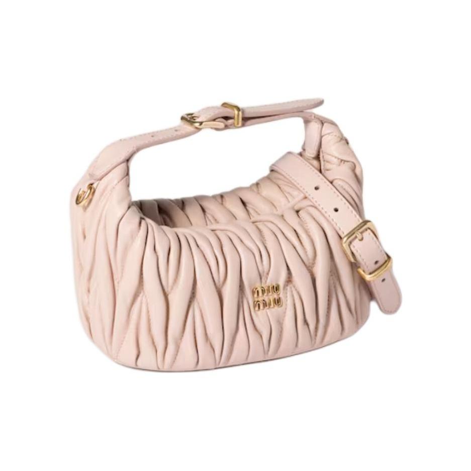 Miu Miu Matelassé Metal Logo Lambskin Tote Bag Women handbags Pink 5NE026-AFPP-F0236