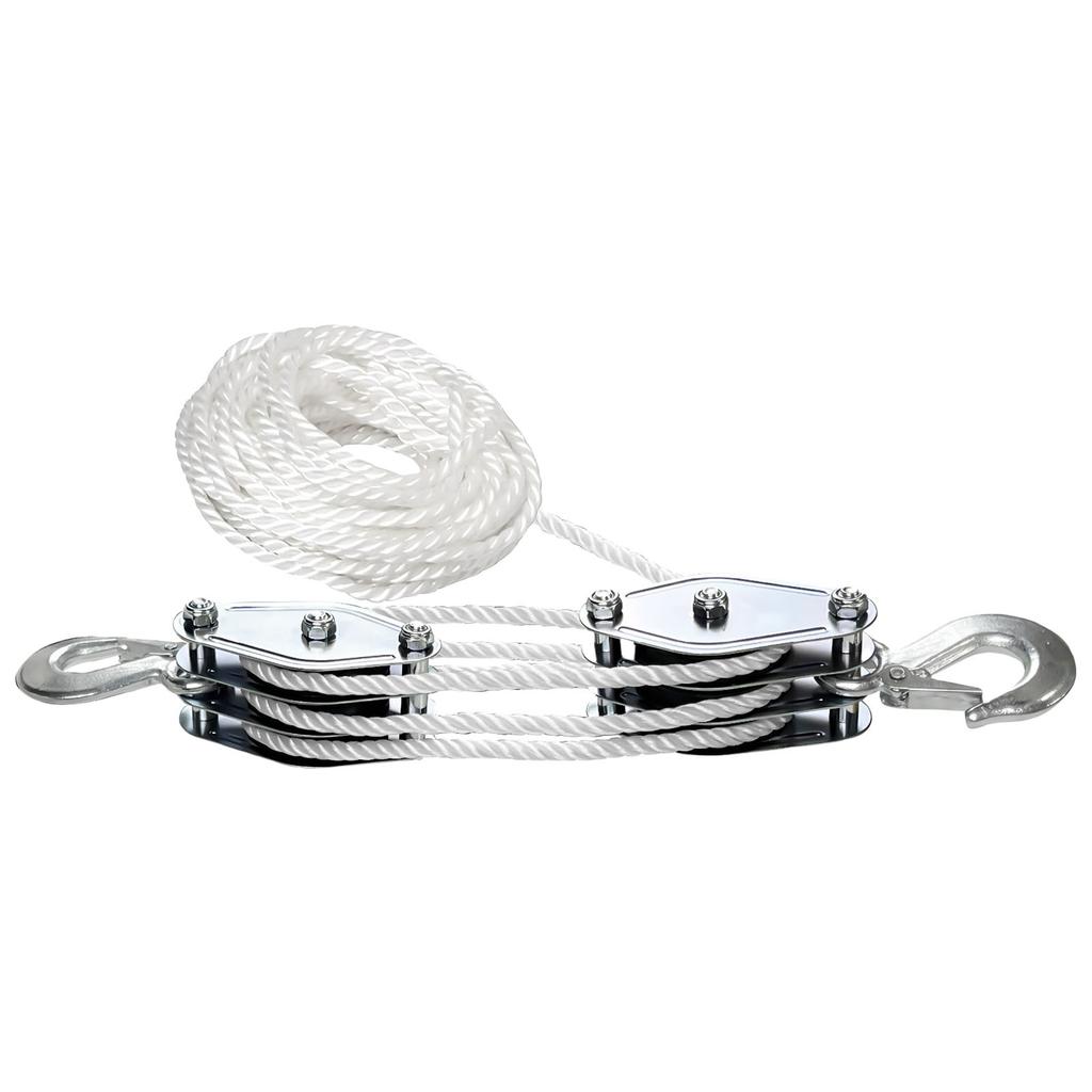 Блок и таль Веревочный шкив Подъемная сила Многофункциональная Сверхпрочная шкивная система Металлический шкив с 1100/2200 фунтов