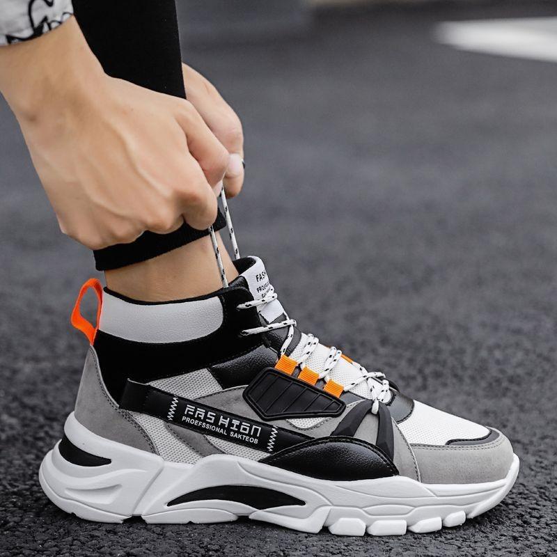 Men S High Top Breathable Korean Style Casual Sneakers For Students