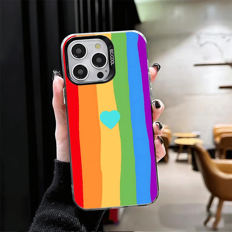 Rainbow Gradient Love Desgin Shockproof Phone Case for iPhone 17 Air 16 16E 15 Pro Max 14 Plus 13 Mini 12 Back Cover Anti Fall F