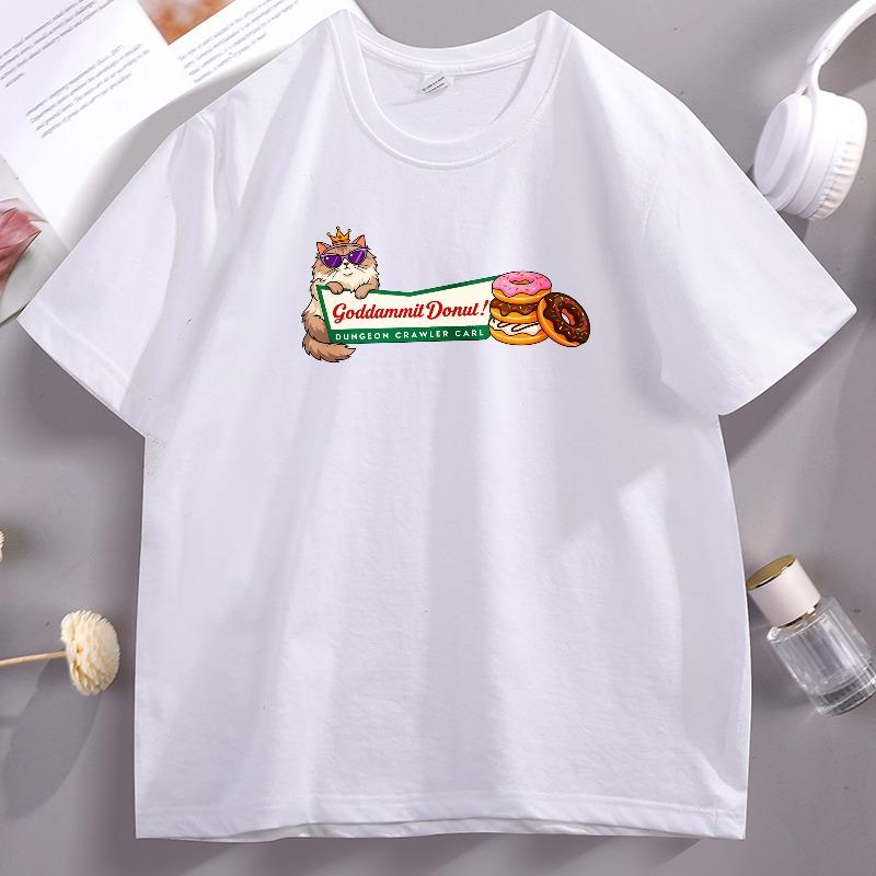 Princess Donut T Shirt Dungeon Crawler Carl Tshirt Cat Lover Graphic T Shirts Funny Cotton Comfortable Short Sleeve Clothes