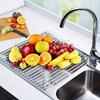 Rollable Foldable Stainless Steel Sink Drying Rack Kitchen Multifunctional Dish Drainer For Vegetable Fruit Storage6