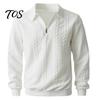 School Wear for Men Quarter-Zip Sweatshirt, Long Sleeve Turndown Collar Outdoor Sports Pullover Solid Color Shirt Fall Winter Comfortable Daily