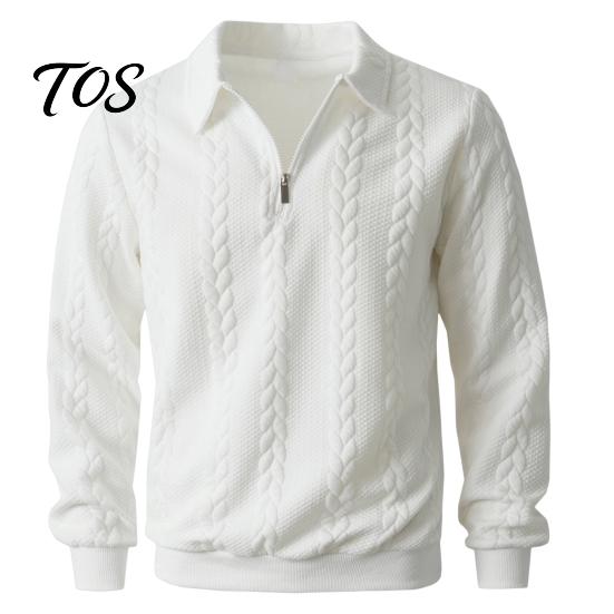 School Wear for Men Quarter-Zip Sweatshirt, Long Sleeve Turndown Collar Outdoor Sports Pullover Solid Color Shirt Fall Winter Comfortable Daily