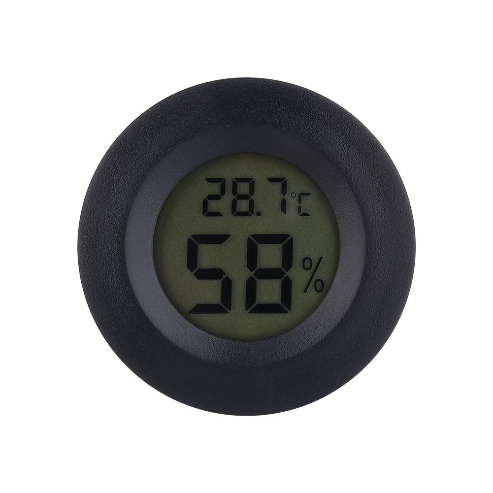 LCD Cigar Hygrometer Thermometer with Embedded Installation, Temperature and Humidity Meter for Humidor, Black Round Face