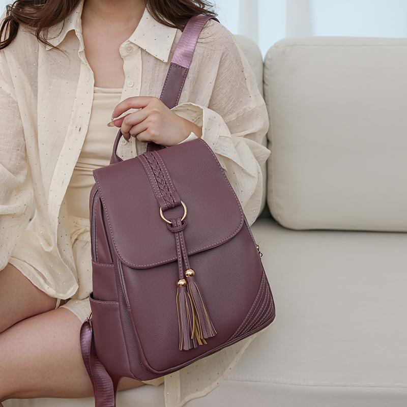 Женский рюкзак с кисточками, большой емкости, рюкзак для путешествий, ПУ, сумка для мам среднего возраста, дорожная сумка