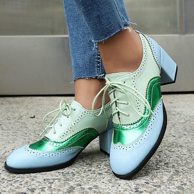 Женские туфли Brock, однотонные, конфетного цвета, из лакированной кожи, с цветной отделкой, на толстом высоком каблуке, со шнуровкой спереди, в стиле ретро, британский стиль, кожаные туфли, туфли на высоком каблуке