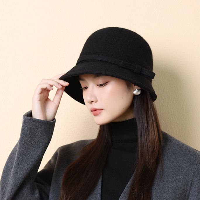 Элегантная шерстяная шляпа-ведро на осень и зиму, женская ретро-шляпа-клош высокого класса, теплая шляпа-панама