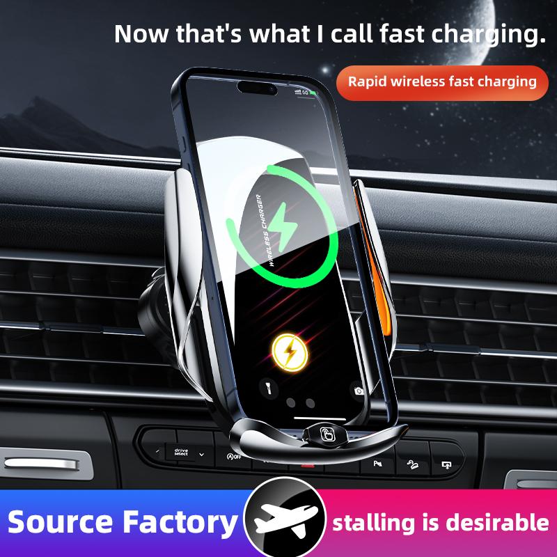 Stable and Anti Shake Car Phone Holder Wireless Fast Charging Car Phone Holder 360 ° Infrared Sensing Air Outlet Phone Holder T2