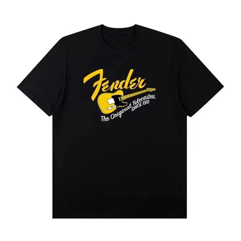 2026 Лето Новое Fender Джими Хендрикс Fender Электрогитара Печать Графика Футболка Мужская Короткий Рукав Футболка Уличный Стиль Лето